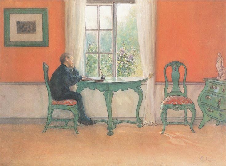 Wikioo.org - สารานุกรมวิจิตรศิลป์ - จิตรกรรม Carl Larsson - Catch-up Home Work