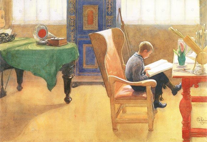 Wikioo.org - The Encyclopedia of Fine Arts - Painting, Artwork by Carl Larsson - Corner Study