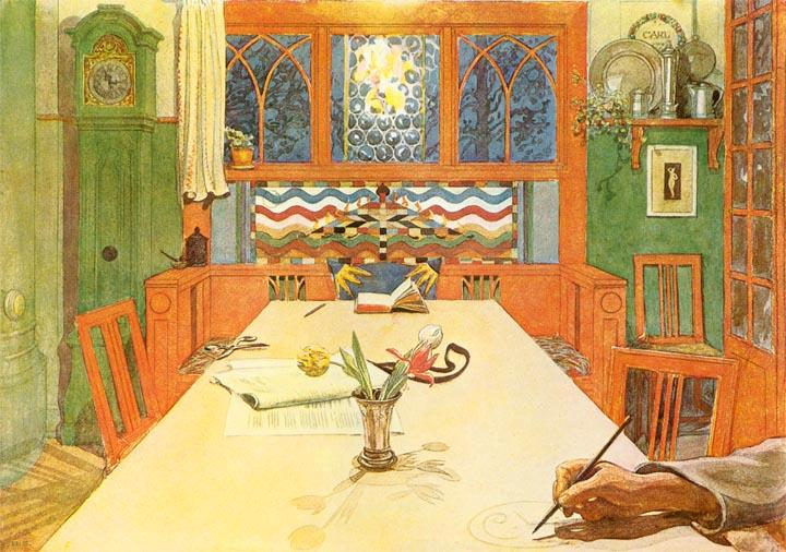 Wikioo.org – La Enciclopedia de las Bellas Artes - Pintura, Obras de arte de Carl Larsson - Day Is Done