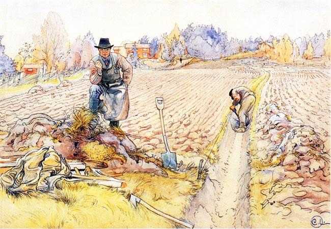 Wikioo.org - The Encyclopedia of Fine Arts - Painting, Artwork by Carl Larsson - Ditch Digging