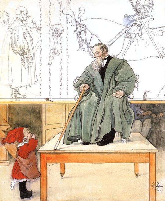 Wikioo.org - The Encyclopedia of Fine Arts - Painting, Artwork by Carl Larsson - Esbjörn And Grandpa