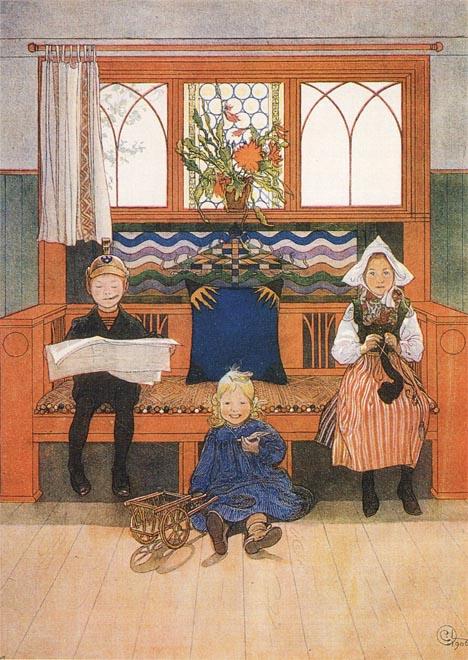 Wikioo.org – La Enciclopedia de las Bellas Artes - Pintura, Obras de arte de Carl Larsson - Padre Madre  asícomo  niño