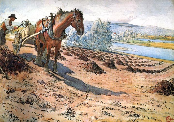 WikiOO.org - Güzel Sanatlar Ansiklopedisi - Resim, Resimler Carl Larsson - Fertilizing The Field