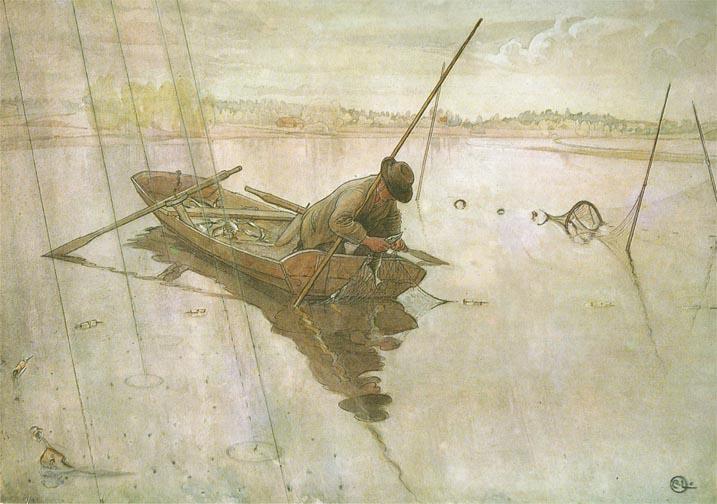 Wikioo.org - The Encyclopedia of Fine Arts - Painting, Artwork by Carl Larsson - Fishing 1