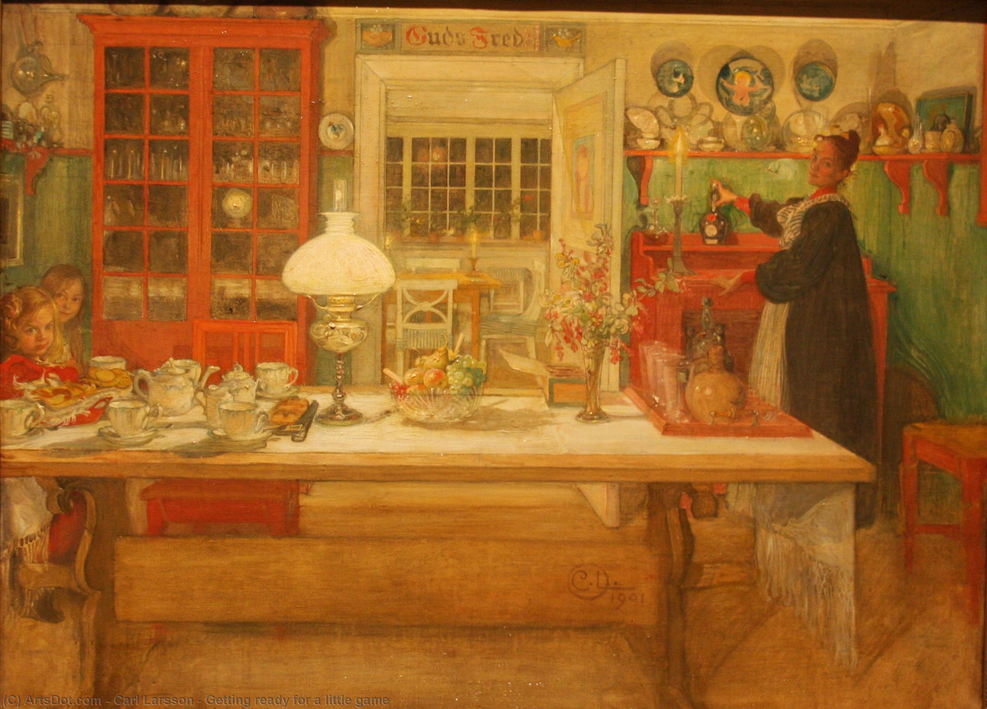 Wikioo.org - The Encyclopedia of Fine Arts - Painting, Artwork by Carl Larsson - Getting ready for a little game