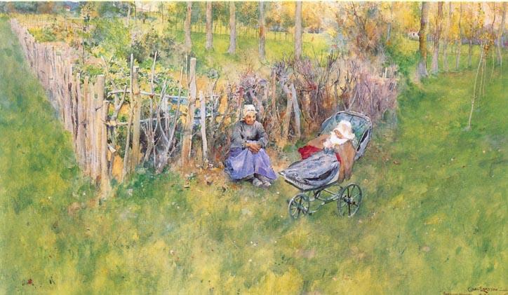 WikiOO.org - Encyclopedia of Fine Arts - Malba, Artwork Carl Larsson - Girl Outdoors