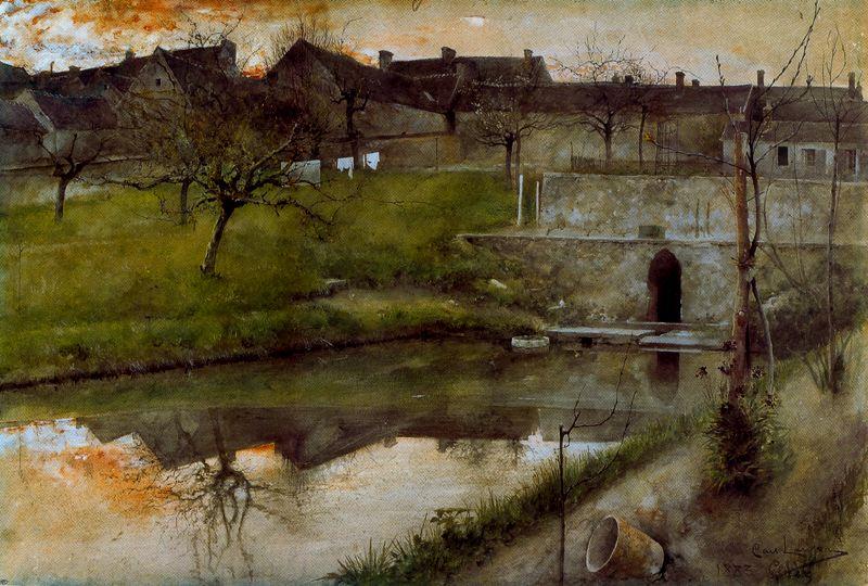 WikiOO.org - Encyclopedia of Fine Arts - Schilderen, Artwork Carl Larsson - Grez-sur-Loing pond