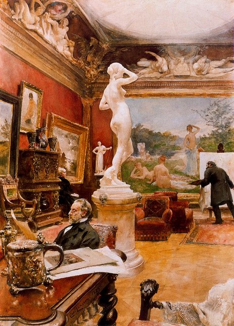 Wikioo.org - The Encyclopedia of Fine Arts - Painting, Artwork by Carl Larsson - Interior of the Fürstenberg gallery in Göteborg