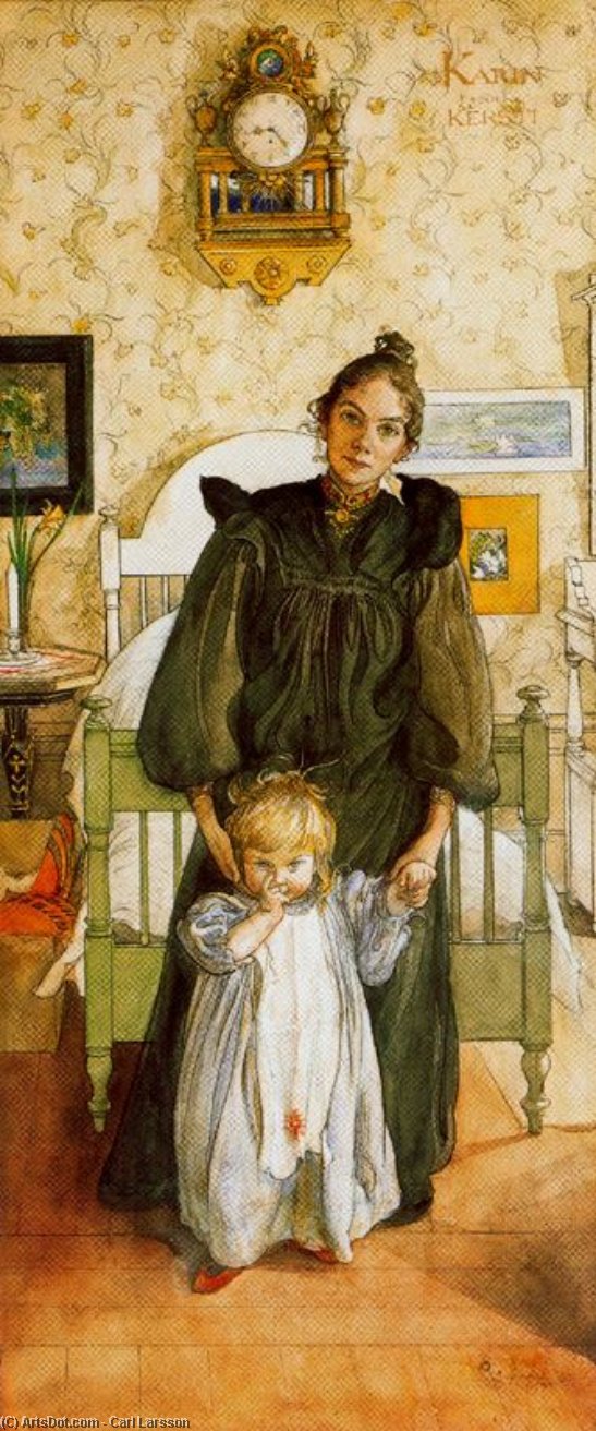 Wikioo.org - The Encyclopedia of Fine Arts - Painting, Artwork by Carl Larsson - Karin and Kersti