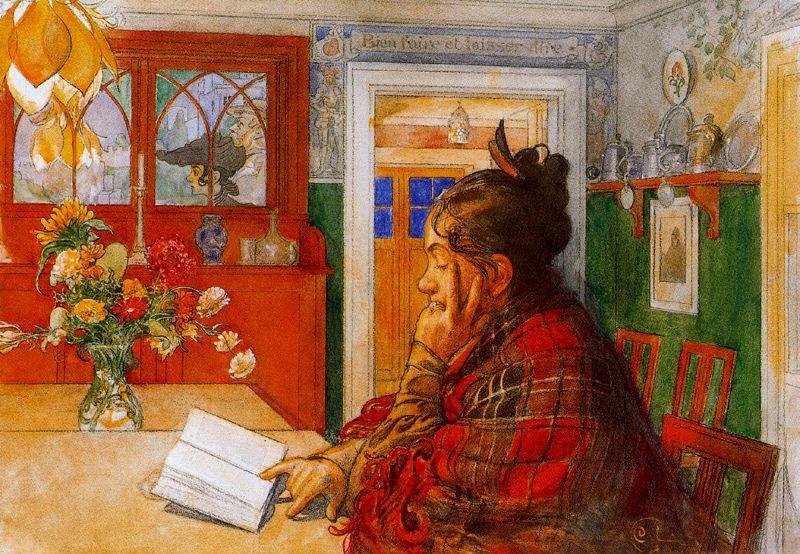 Wikioo.org - The Encyclopedia of Fine Arts - Painting, Artwork by Carl Larsson - Karin reading