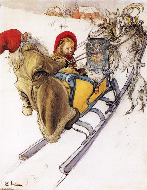 WikiOO.org - Encyclopedia of Fine Arts - Schilderen, Artwork Carl Larsson - Kersti's Sleigh Ride