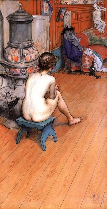 Wikioo.org - สารานุกรมวิจิตรศิลป์ - จิตรกรรม Carl Larsson - Leontine Sitting In The Atelier
