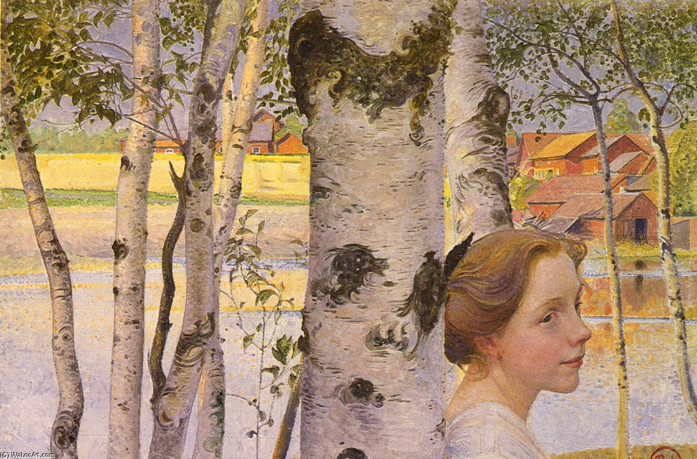 WikiOO.org - Encyclopedia of Fine Arts - Maalaus, taideteos Carl Larsson - Lisbeth At The Birch