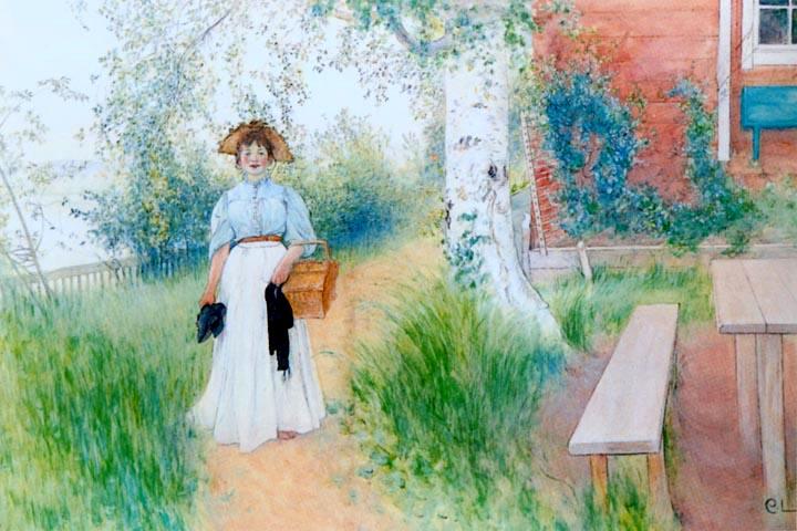 Wikioo.org – La Enciclopedia de las Bellas Artes - Pintura, Obras de arte de Carl Larsson - Martina En El Jardín