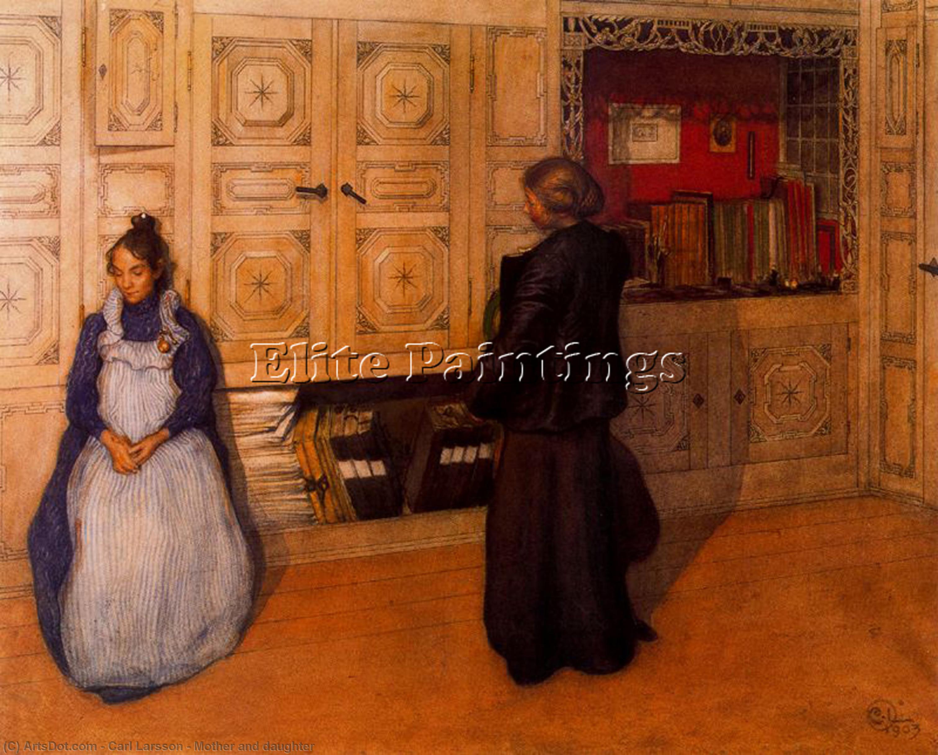 Wikioo.org - The Encyclopedia of Fine Arts - Painting, Artwork by Carl Larsson - Mother and daughter
