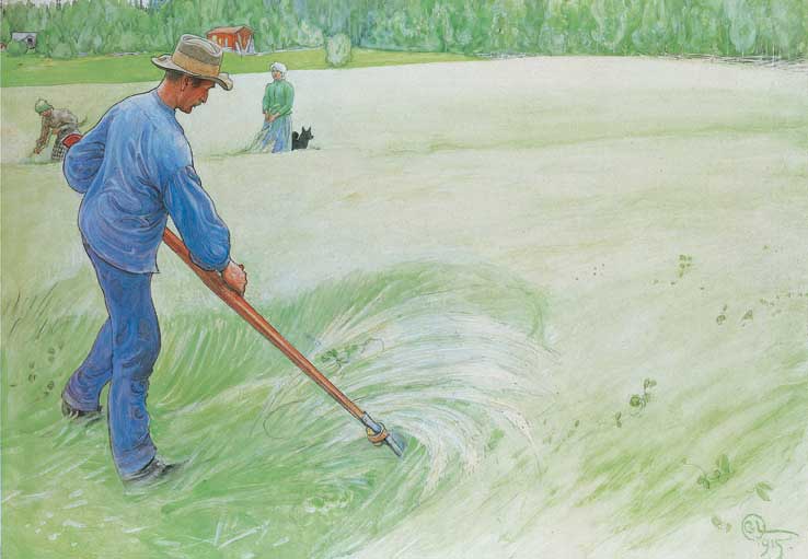 Wikioo.org - The Encyclopedia of Fine Arts - Painting, Artwork by Carl Larsson - Mowing The Oats