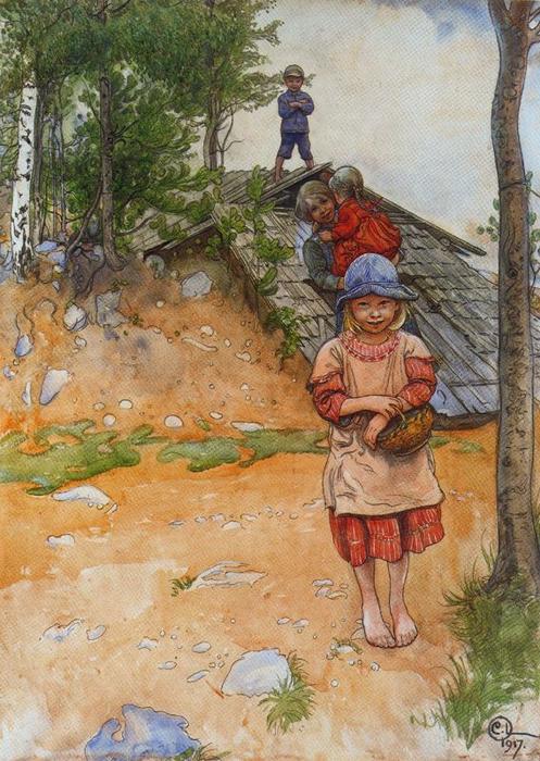 Wikioo.org - The Encyclopedia of Fine Arts - Painting, Artwork by Carl Larsson - Near the warehouse