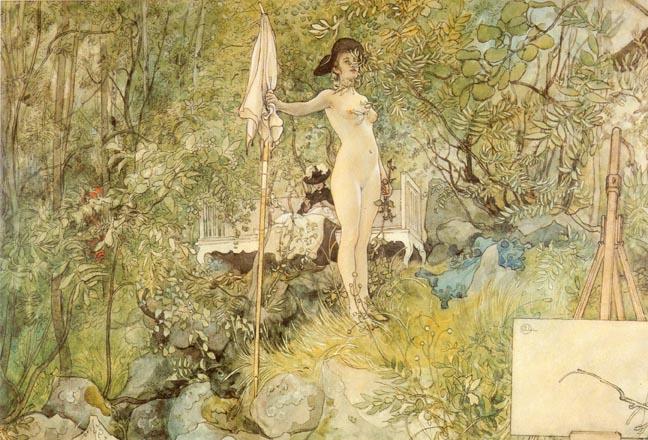 Wikioo.org - The Encyclopedia of Fine Arts - Painting, Artwork by Carl Larsson - Outdoor Studio