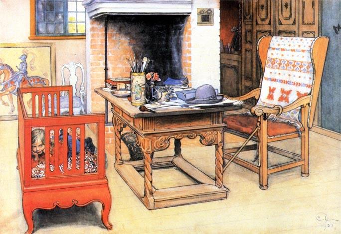 Wikioo.org - The Encyclopedia of Fine Arts - Painting, Artwork by Carl Larsson - Peek - A - Boo!