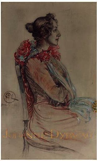 Wikioo.org - The Encyclopedia of Fine Arts - Painting, Artwork by Carl Larsson - Portrait Of Johanne Dybwad
