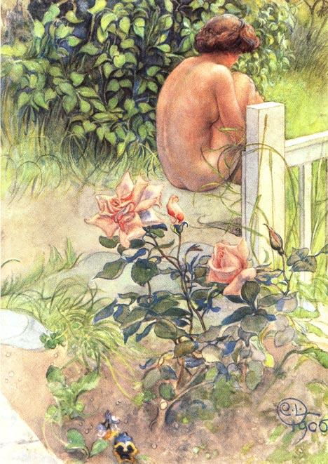 Wikioo.org – La Enciclopedia de las Bellas Artes - Pintura, Obras de arte de Carl Larsson - rose y la espalda