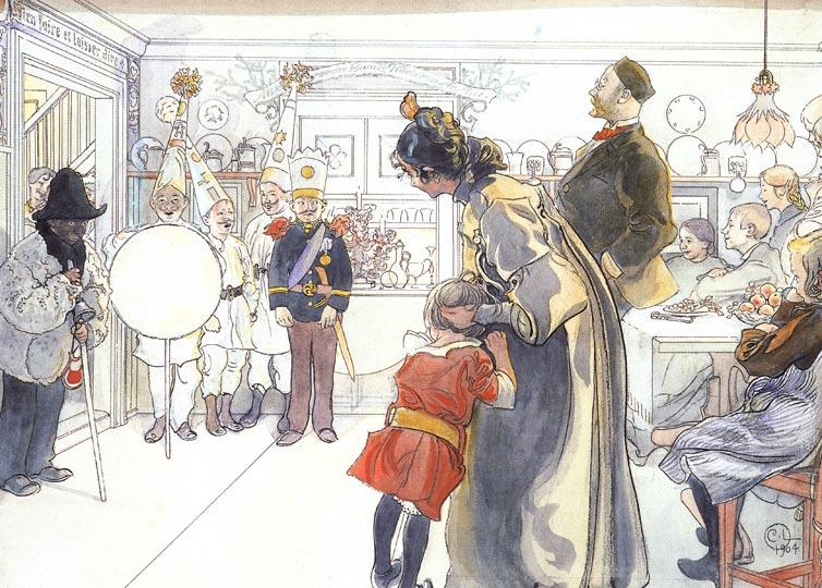 Wikioo.org - The Encyclopedia of Fine Arts - Painting, Artwork by Carl Larsson - Star Boys Calls At The Larsson's