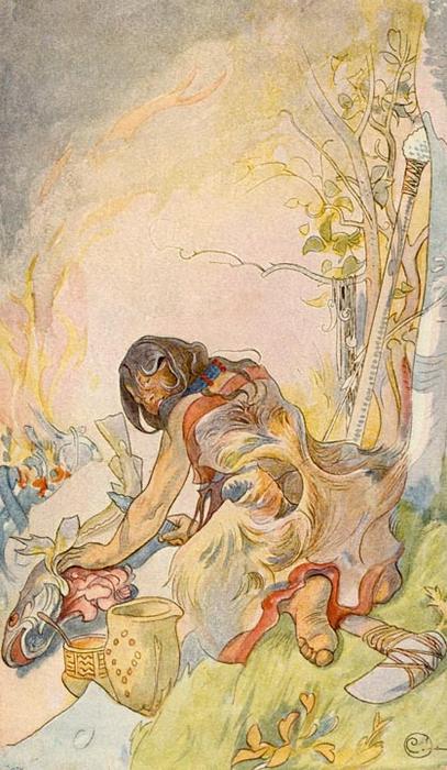 Wikioo.org - The Encyclopedia of Fine Arts - Painting, Artwork by Carl Larsson - Stone Age Woman
