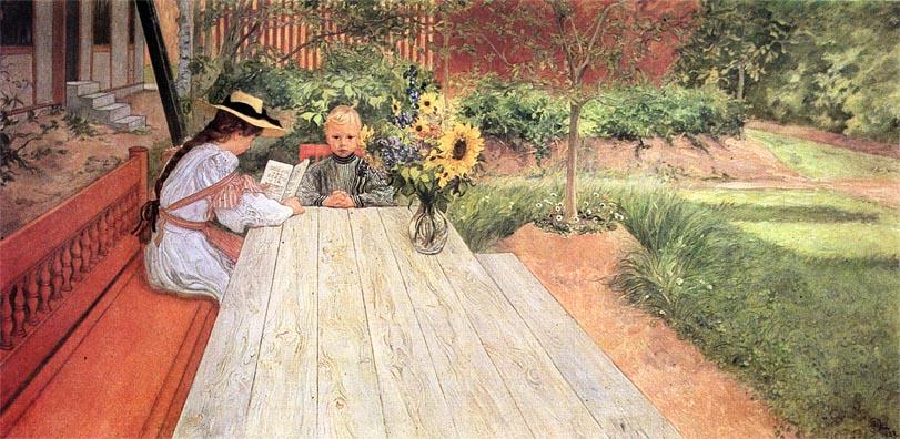 Wikioo.org - The Encyclopedia of Fine Arts - Painting, Artwork by Carl Larsson - The First Lesson