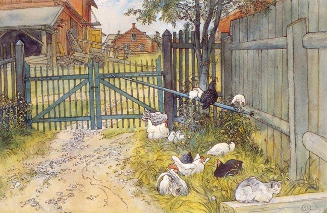 Wikioo.org - The Encyclopedia of Fine Arts - Painting, Artwork by Carl Larsson - The Gate