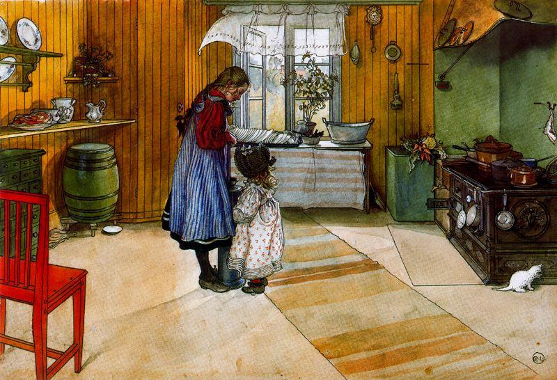 Wikioo.org – La Enciclopedia de las Bellas Artes - Pintura, Obras de arte de Carl Larsson - el cocina
