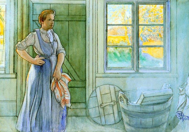 WikiOO.org - Enciclopédia das Belas Artes - Pintura, Arte por Carl Larsson - The Laundry Room