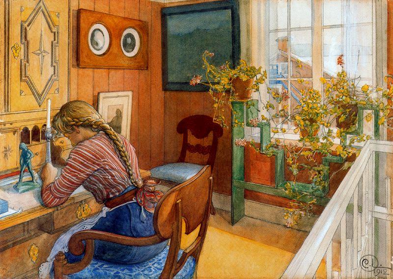 Wikioo.org - The Encyclopedia of Fine Arts - Painting, Artwork by Carl Larsson - The letter