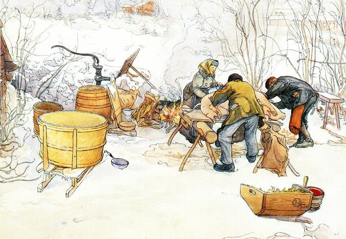 Wikioo.org - The Encyclopedia of Fine Arts - Painting, Artwork by Carl Larsson - The Slaughter