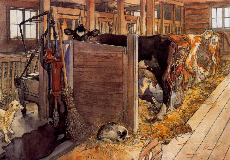 Wikioo.org - สารานุกรมวิจิตรศิลป์ - จิตรกรรม Carl Larsson - The stable