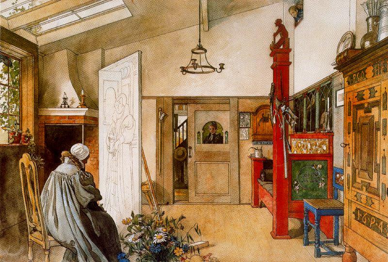 Wikioo.org - The Encyclopedia of Fine Arts - Painting, Artwork by Carl Larsson - The Studio 1