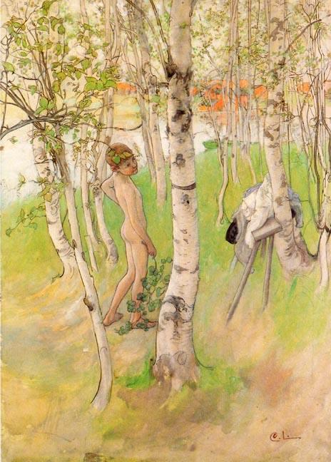 Wikioo.org - The Encyclopedia of Fine Arts - Painting, Artwork by Carl Larsson - Ulf Goes Swimming