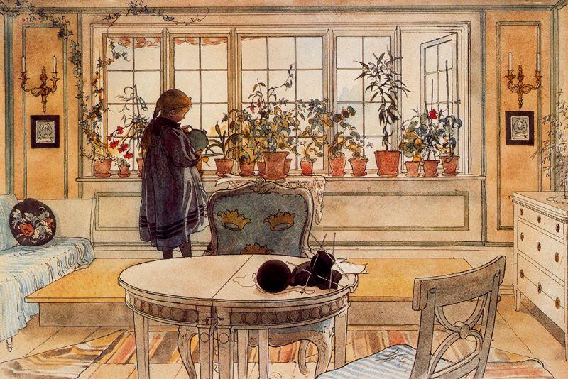 WikiOO.org – 美術百科全書 - 繪畫，作品 Carl Larsson -  窗口  用鲜花