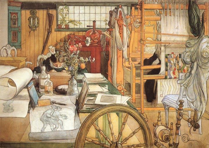 Wikioo.org - The Encyclopedia of Fine Arts - Painting, Artwork by Carl Larsson - Workshop