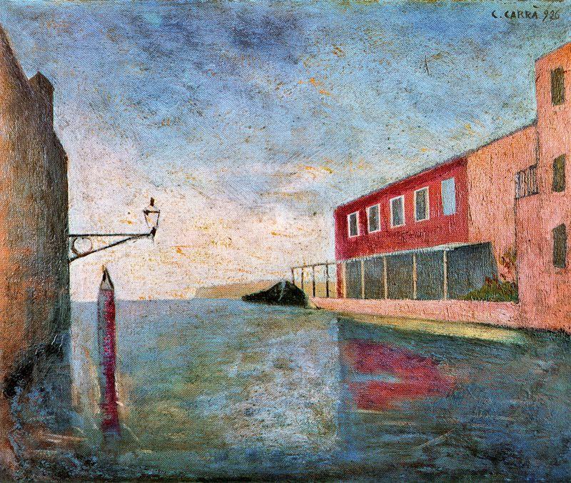 Wikoo.org - موسوعة الفنون الجميلة - اللوحة، العمل الفني Carlo Carrà - Canal in Venice