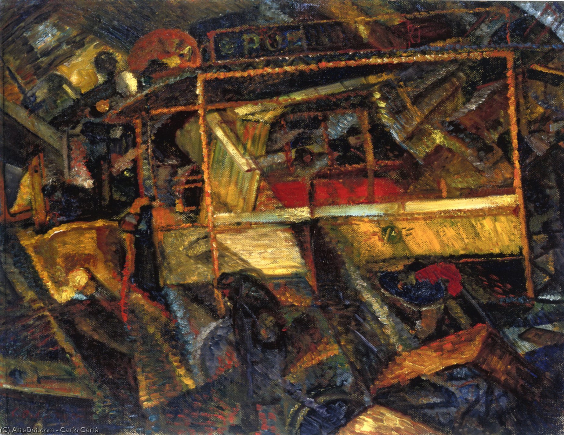 WikiOO.org - Encyclopedia of Fine Arts - Maleri, Artwork Carlo Carrà - Ciò Che Mi Ha Detto Il Tram