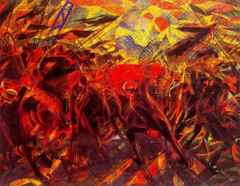 Wikioo.org - The Encyclopedia of Fine Arts - Painting, Artwork by Carlo Carrà - Funeral of the Anarchist Galli