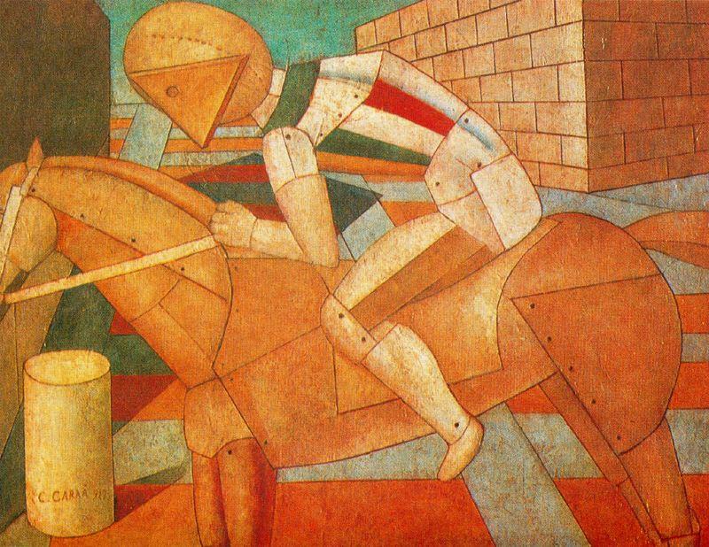 Wikioo.org – La Enciclopedia de las Bellas Artes - Pintura, Obras de arte de Carlo Carrà - caballo y jinete