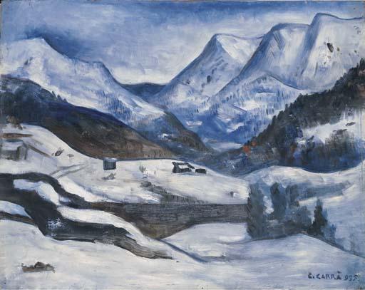 Wikioo.org - The Encyclopedia of Fine Arts - Painting, Artwork by Carlo Carrà - Inverno all'Aprica
