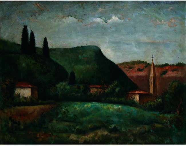 WikiOO.org - Encyclopedia of Fine Arts - Maalaus, taideteos Carlo Carrà - LA CHIESA ROMANICA