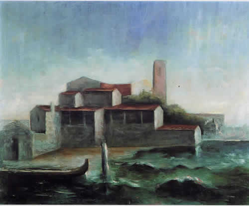 Wikioo.org - The Encyclopedia of Fine Arts - Painting, Artwork by Carlo Carrà - Lo squero di San Trovaso