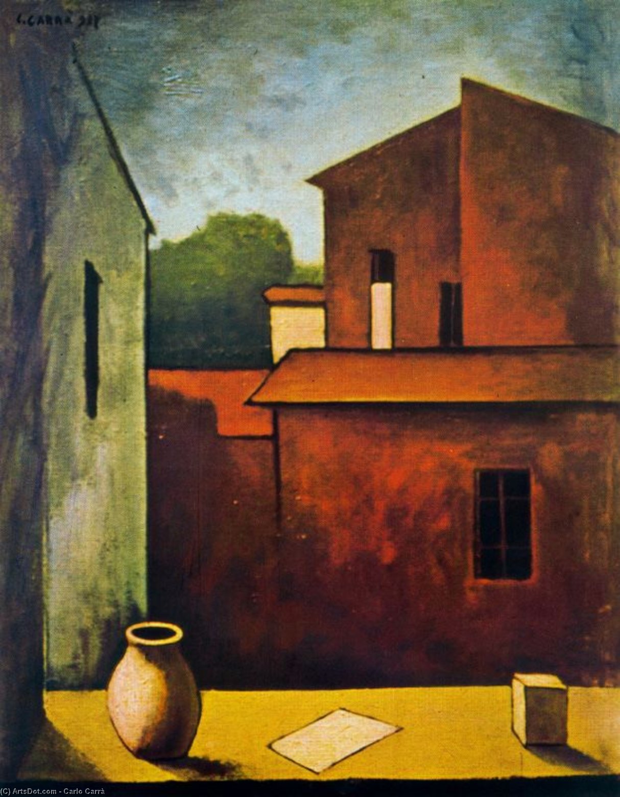 Wikioo.org - The Encyclopedia of Fine Arts - Painting, Artwork by Carlo Carrà - Red House