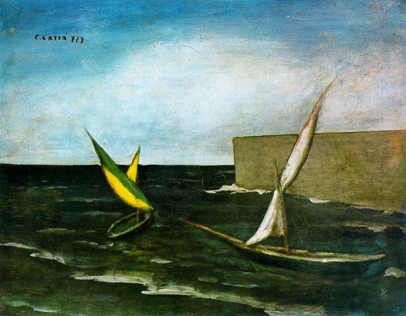 WikiOO.org - Enciclopedia of Fine Arts - Pictura, lucrări de artă Carlo Carrà - Vele Nel Porto