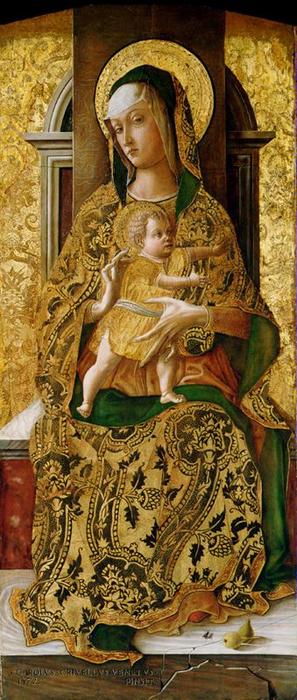 Wikioo.org - The Encyclopedia of Fine Arts - Painting, Artwork by Carlo Crivelli - Madonna Enthroned with Child