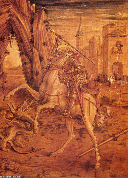 WikiOO.org – 美術百科全書 - 繪畫，作品 Carlo Crivelli - 圣乔治 和  的  龙