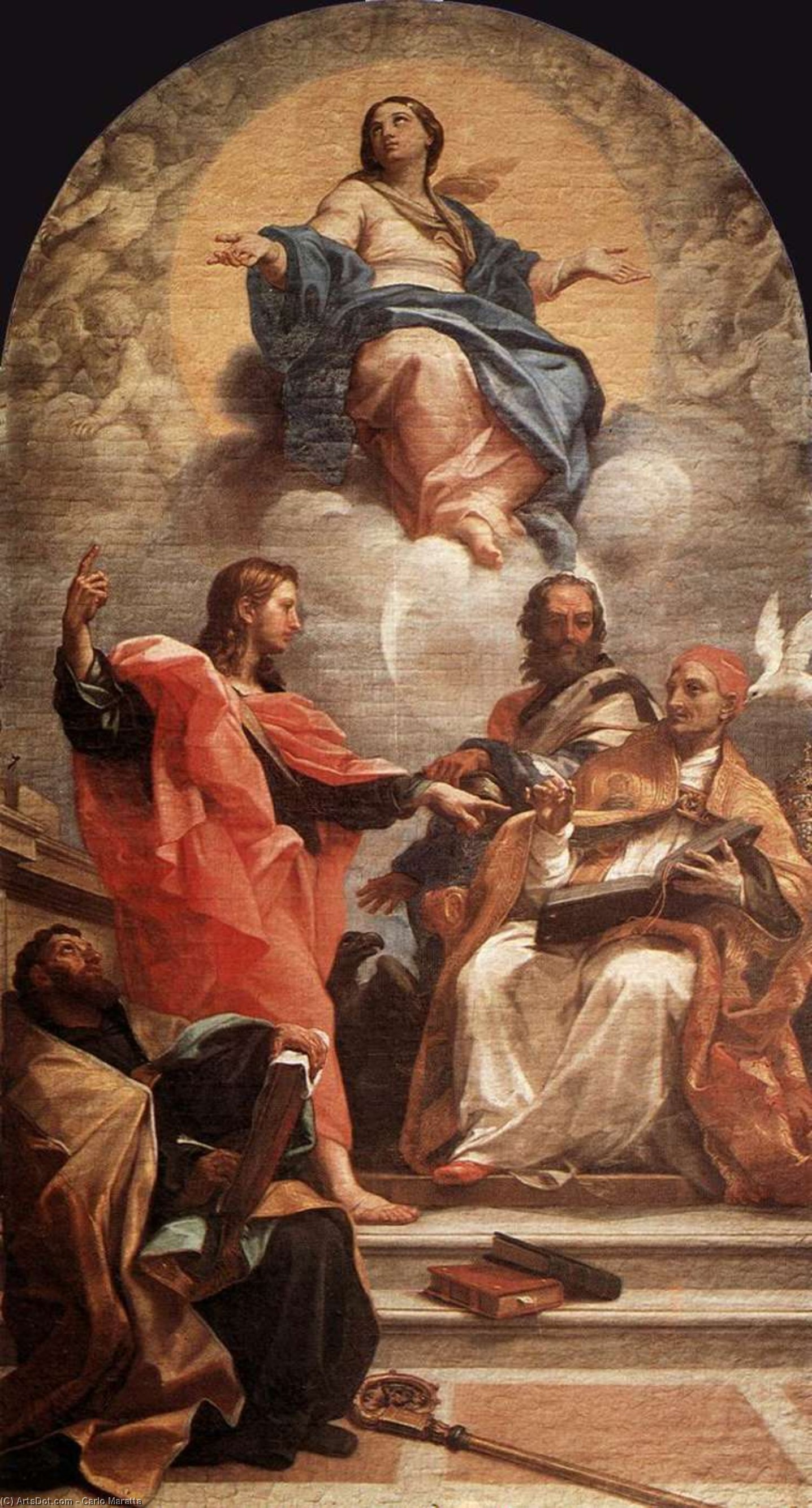 Wikioo.org - The Encyclopedia of Fine Arts - Painting, Artwork by Carlo Maratta - Assumption and the Doctors of the Church